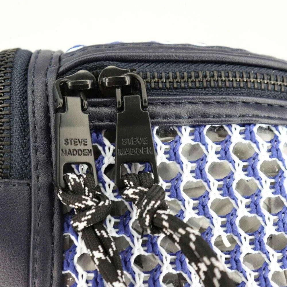 Steve Madden Bmurray Convertible Backpack Womens Blue White Mesh Sporty Modern